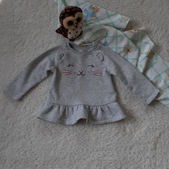 Jumping Beans Babies Grey Cat Sweatshirt Size 18M - Picture 2 of 8